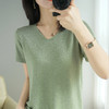 【低调の优雅】V领冰丝短袖 银丝闪光 气质吸睛 清爽舒适 亲肤透气 商品缩略图2