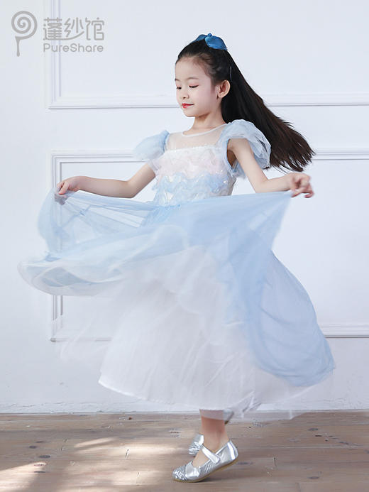 pureshare 艾莎女童连衣裙公主裙夏儿童短袖气质生日礼服演出-海的歌声 商品图1