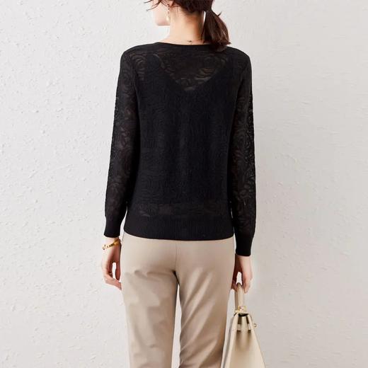 DB-L2039 2021新款韩版宽松镂空外搭毛衣拼接针织衫外套 商品图4