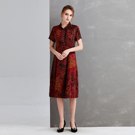 上海旗袍厂XT-21002-1真丝连衣裙 时尚香云纱中长裙 丝绸源产地 商品图2