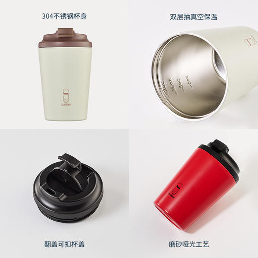 诗芙迪(SILVERDEW)保温咖啡杯便携男女水杯子随行杯办公室双层不锈钢车载带盖 商品图2
