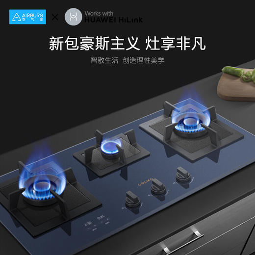 COLMO JZT-CST350B-8(天然气)燃气灶家用 三眼灶 嵌入式灶具 三区烹饪智能定时 燃气灶(雾岩蓝) 商品图2