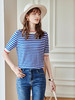 
欧芮儿短袖针织t恤女冰丝薄款条纹新款2021圆领休闲套头上衣 商品缩略图2