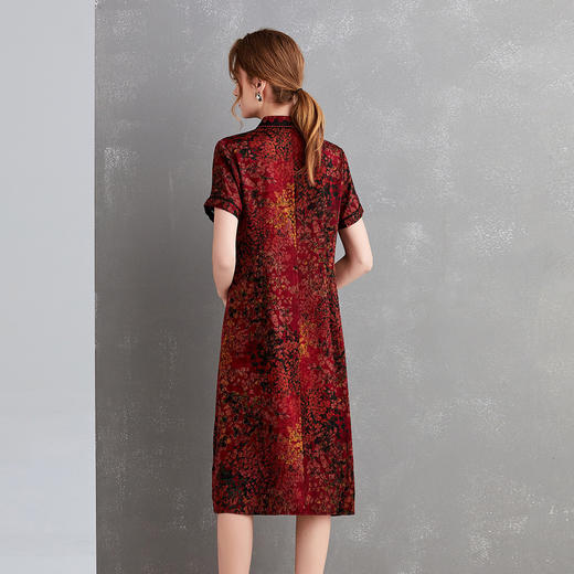 上海旗袍厂XT-21002-1真丝连衣裙 时尚香云纱中长裙 丝绸源产地 商品图1