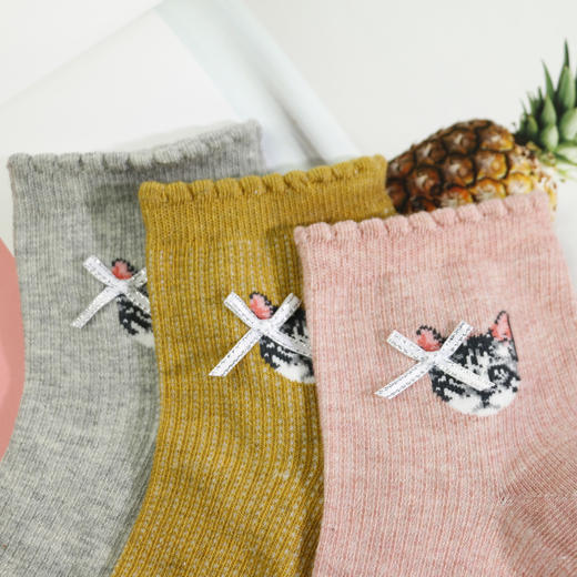 女丨女士新款中筒网面精梳棉袜花边印花袜子四季棉袜【2双装 6双6折 2112201】 商品图1