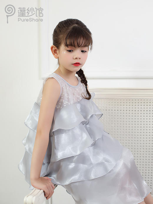 pureshare 女童连衣裙公主裙夏新款大童裙子气质生日演出礼服-银河系女孩 商品图4