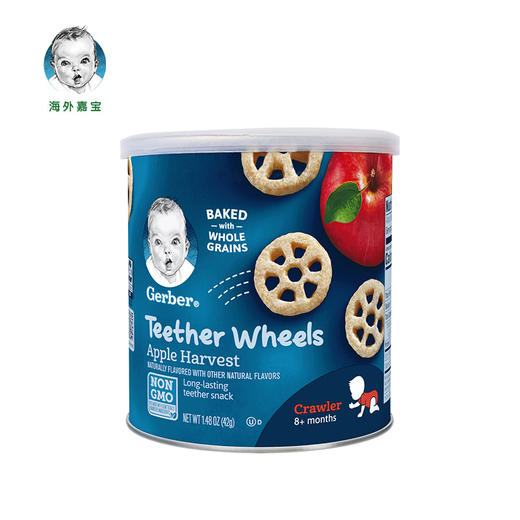 美国Gerber嘉宝 车轮泡芙 苹果味  42g 商品图0