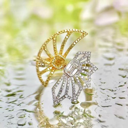 「雪花与密扇」黄钻白钻可分可合戒指 商品图9