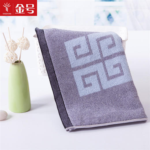 金号纯棉加厚加大回形图案全棉面巾 情侣成人洗脸巾 提缎花式线S1206 可定制刺绣 商品图4