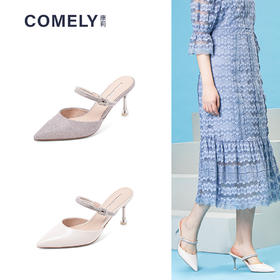 康莉2021夏季新款时尚水钻高跟包头凉鞋女百搭酒杯跟	KYQ12122DD01AT1/KYQ12122DK02AT1