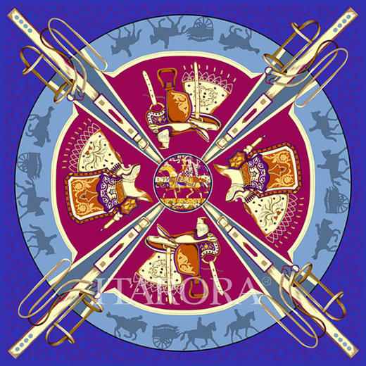 奥罗拉桑蚕丝巾/初战方捷/110*110CM/B0-001/粉·蓝 商品图0