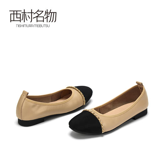 西村名物2021春季新款浅口单鞋女百搭小香风舒适平底奶奶鞋T21AE11711 商品图3