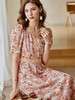 欧芮儿碎花连衣裙2021新款法式气质温柔雪纺v领赫本风蕾丝裙 商品缩略图1