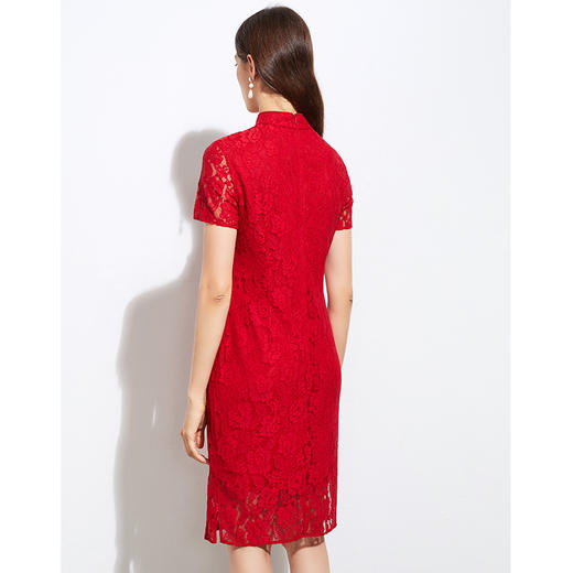 EITIE爱特爱夏季新款优雅蕾丝显瘦水滴领中式改良旗袍连衣裙B2107732 商品图4