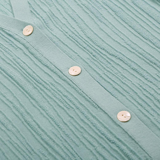 METTE2021年春夏新品女士V领针织衫时尚薄款坑条弹性100%羊毛开衫 商品图5