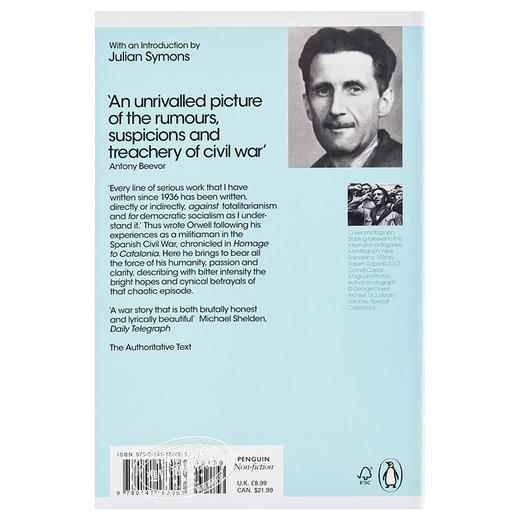 【中商原版】乔治奥威尔 向加泰罗尼亚致敬 豆瓣高分 英文原版 Homage to Catalonia George Orwell Julian Symon 商品图1
