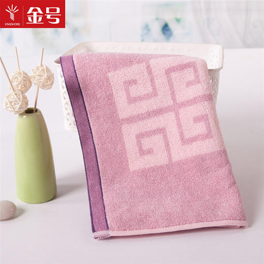 金号纯棉加厚加大回形图案全棉面巾 情侣成人洗脸巾 提缎花式线S1206 可定制刺绣 商品图5