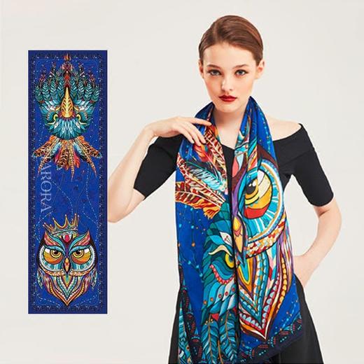 奥罗拉桑蚕丝巾/鹰羽冠/178*52CM/B10-007/花色 商品图4