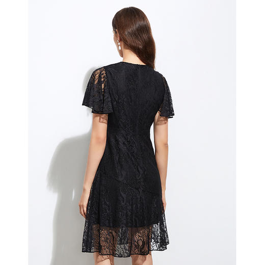 EITIE爱特爱夏季新款洋气蕾丝气质收腰显瘦飞飞袖A字连衣裙女B2107734 商品图4