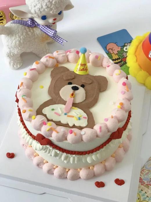 1027CAKE |  手绘蛋糕 吹蜡烛的小熊 商品图0