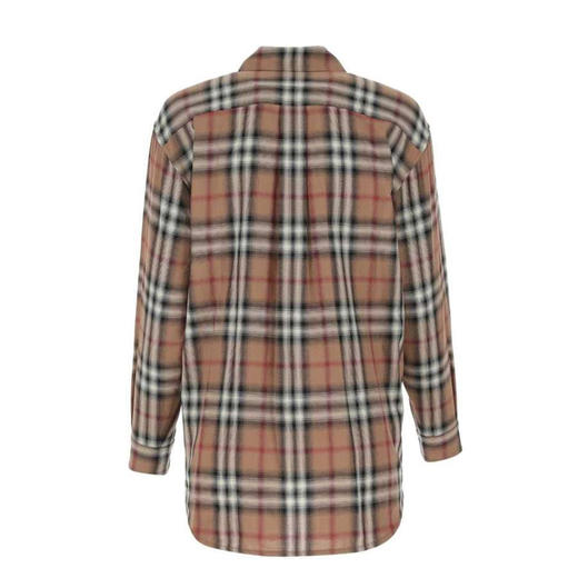BURBERRY 巴宝莉 女士 渐变色格纹宽松长袖衬衫 卡其色 8037305 A8894 商品图1