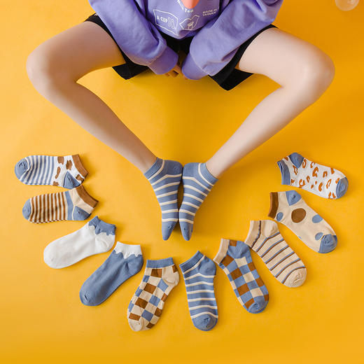 支持新疆棉花！【萌系可爱撞色！10双装百搭船袜】高颜值超好看的神仙色系！吸湿亲肤透气，会呼吸的袜子，舒适不勒脚，春夏新品日系ins风女士短袜子 商品图0