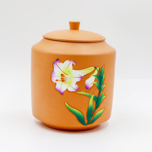 【非遗】云南彩陶-玉簪花茶罐 商品图0