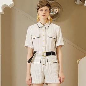工装风收腰连体短裤