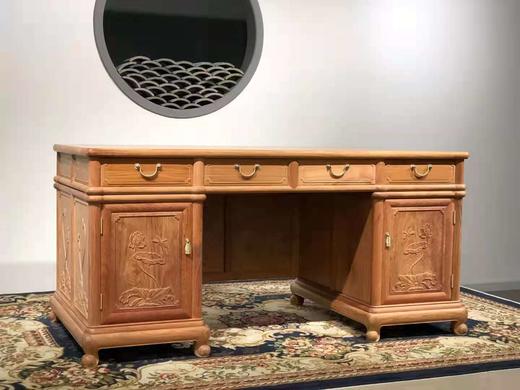 红桥红  家具严选  缅甸花梨（大果紫檀）  【165 四抽屉荷韵办公桌两件套】 商品图6