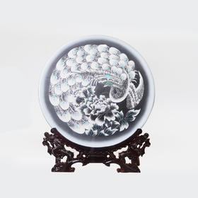 【非遗】云南彩陶-孔雀牡丹盘