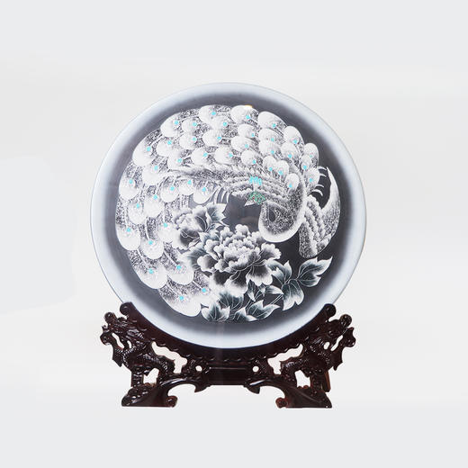 【非遗】云南彩陶-孔雀牡丹盘 商品图0