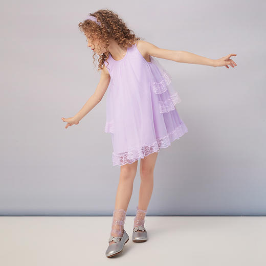 【网纱蕾丝裙】羊绒世家童装百褶蓬蓬连衣裙女童2021夏新款无袖纱裙 商品图2