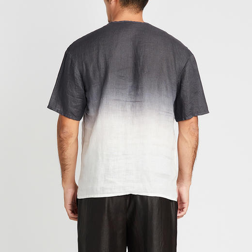 TANGY Collection/天意精品夏季款烟灰色亚麻吊染上衣男士休闲T恤 商品图2