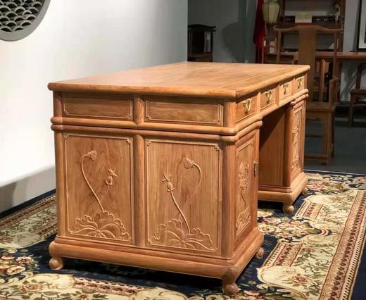 红桥红  家具严选  缅甸花梨（大果紫檀）  【165 四抽屉荷韵办公桌两件套】 商品图1