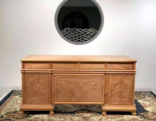 红桥红  家具严选  缅甸花梨（大果紫檀）  【165 四抽屉荷韵办公桌两件套】 商品图3