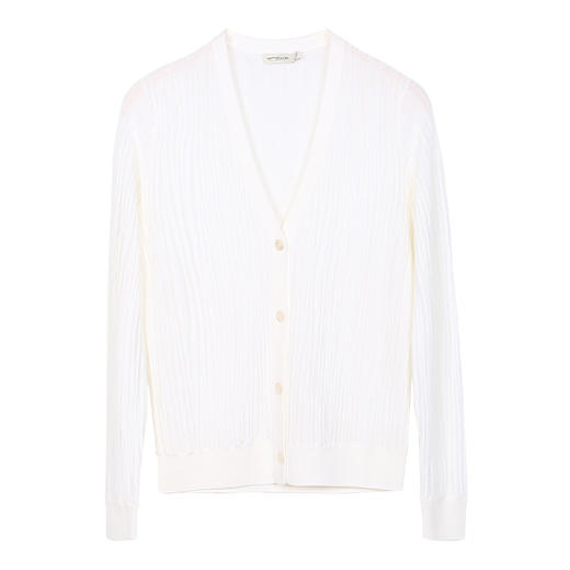 METTE2021年春夏新品女士V领针织衫时尚薄款坑条弹性100%羊毛开衫 商品图9