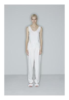 经典贴边下摆开叉背心