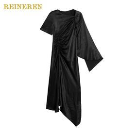 不对称斜裁礼服连衣裙