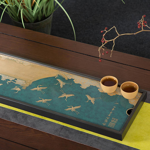 朱炳仁·铜丨瑞鹤呈祥茶盘-和鸣 商品图0