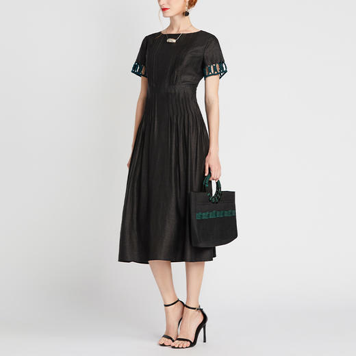 TANGY Collection/天意精品2021年夏季新品真丝撞色编织莨绸连衣裙 商品图1