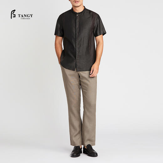 TANGY Collection/天意精品2021年春夏新品香云纱真丝莨绸男士衬衫 商品图0