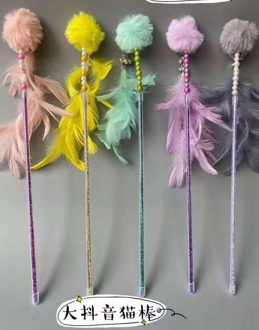 大抖音羽毛猫棒5种颜色混发猫咪玩具逗猫棒 商品图0