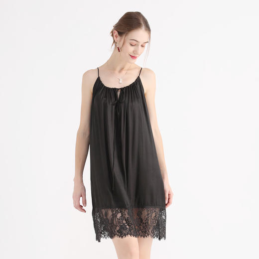 TANGY Collection/天意精品春秋新品莨绸家居服真丝绸缎抽带睡裙 商品图1