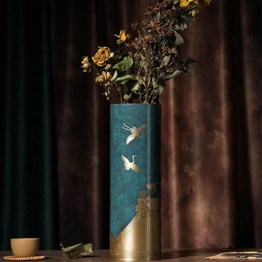 朱炳仁·铜丨瑞鹤呈祥花瓶-和鸣 商品图0