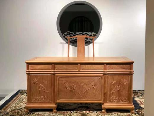 红桥红  家具严选  缅甸花梨（大果紫檀）  【165 四抽屉荷韵办公桌两件套】 商品图7