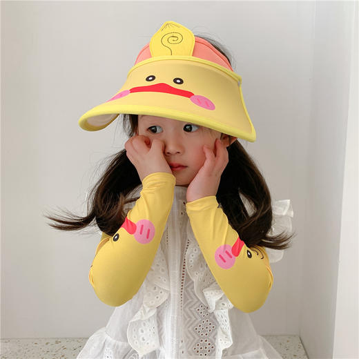【超可爱儿童防晒帽套装】超萌卡通防晒太阳帽冰袖套装，空顶防紫外线帽子，宝宝再也不怕晒，网红爆款，时尚百搭～ 商品图1