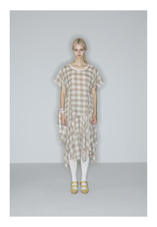 圆领宽松系带斜摆上衣 商品图0