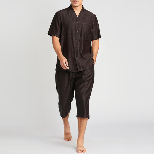 TANGY Collection/天意精品2021年春夏新品男士线迹真丝莨绸衬衫 商品图0