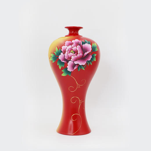 【非遗】云南彩陶-红色贵妃瓶 商品图0
