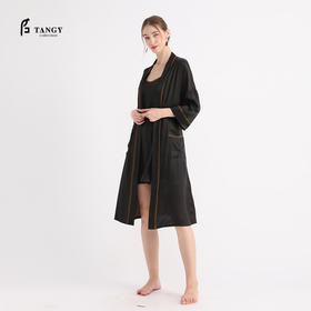 TANGY Collection/天意精品春秋新品莨绸拼撞家居服睡袍丝绸外套